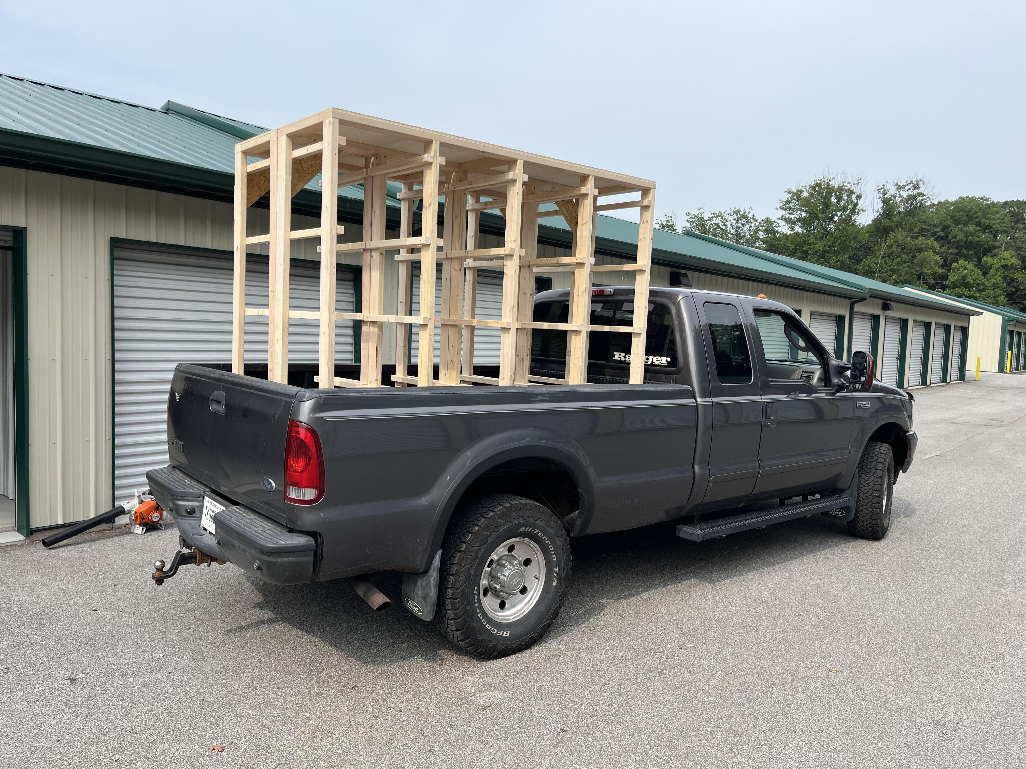 Storage rack being delivered on truck